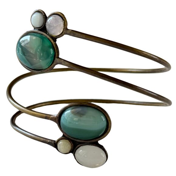 FREE PEOPLE Boho Upper Armband Stone Wrapped Arm Cuff - RARE VINTAGE - Picture 5 of 7